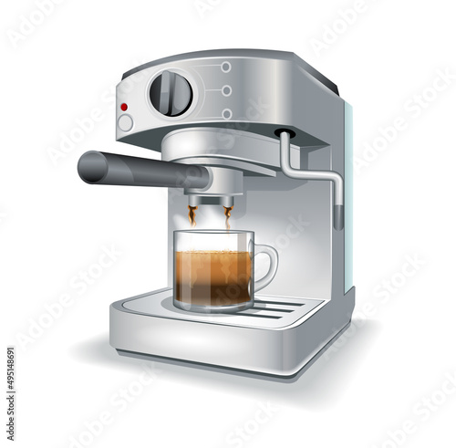 Coffee machine isolated on white background. Vector illustration 