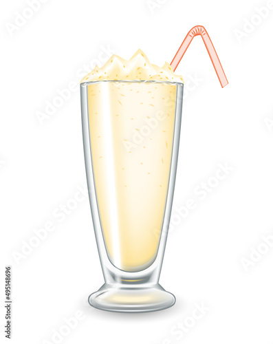 Cup of milkshake isolated on white background. Vector illustration