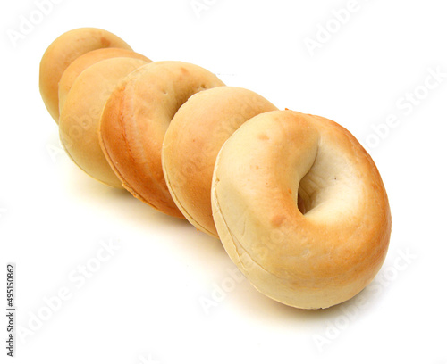 plain bagels on white background