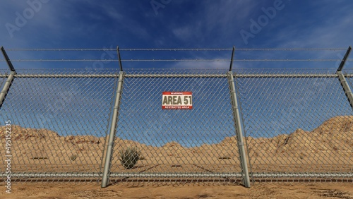 Sign of restricted area 51 3D rendering