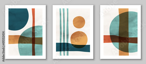 Abstract art,  hand painted, watercolor geometric background. Design for poster, wall decoration, cover, EPS10 vector template, set