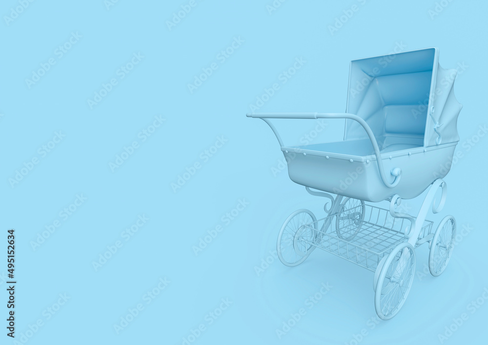 victorian pram in minimalism concept on pastel background front side view with copy space victorian pram in minimalism concept on pastel background front side view with copy space