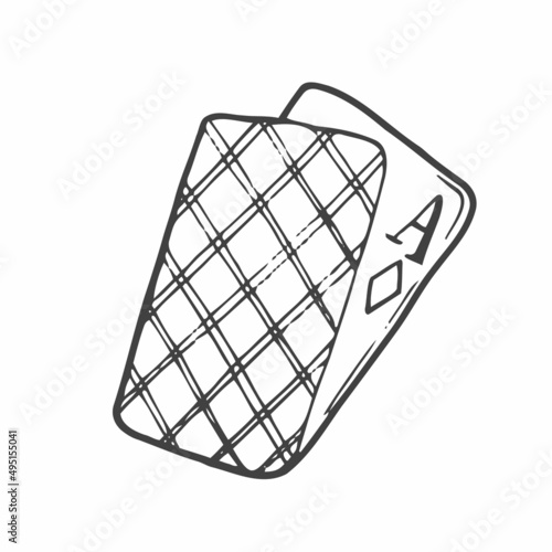 Vector hand drawn doodle Ace playing cards diamonds
