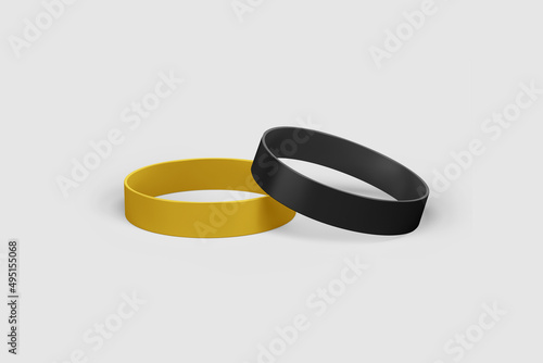 Blank rubber wristbands mockup isolated on white background Fototapeta