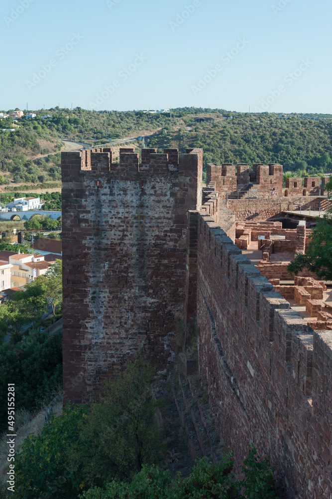 Beautiful view of Silves and the landscape around from the castle. Portugal