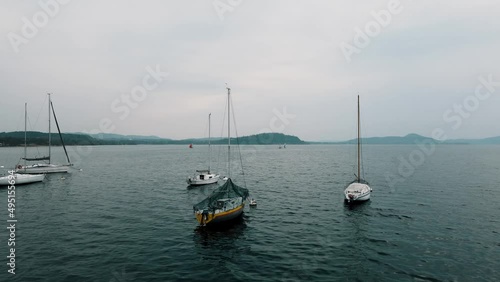 Aerial Drone - Winter Landscape on the Pier of Arolo photo