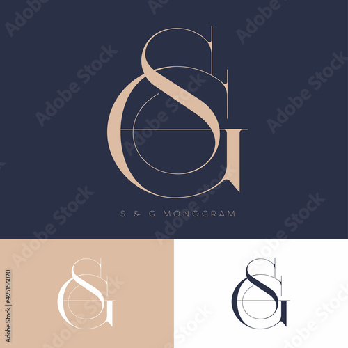 Letter S and Letter G. S and G monogram consists of intertwined elements. Jewelry emblem.