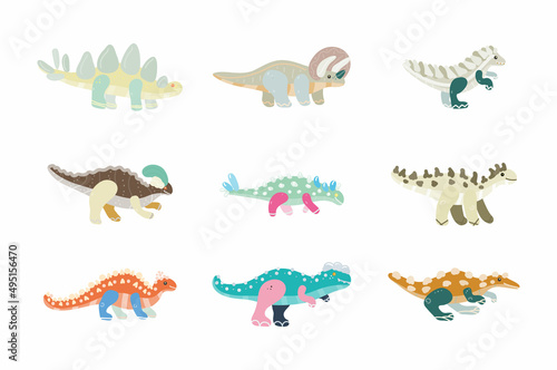 dinosaur drawing vector illustration set