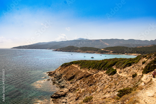 Corsican scrubland overhanging the coasts and beaches of Corsica near the Medite Fototapeta