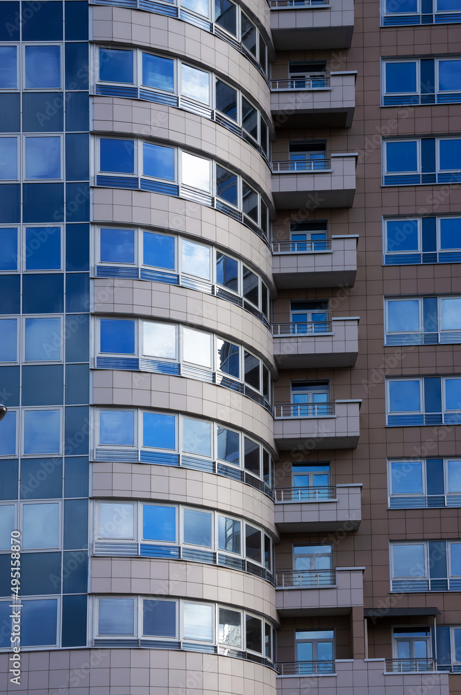 Fototapeta premium Facade of modern high-rise apartment building.