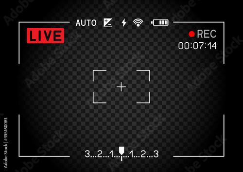 rec camera viewfinder with live record sign symbol photo