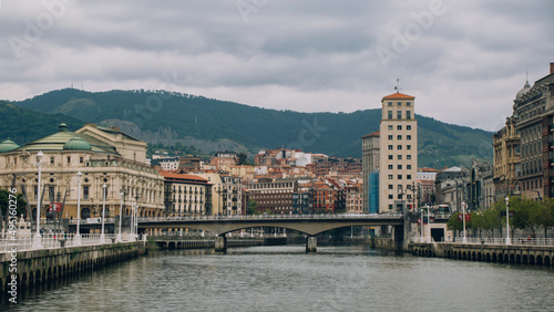 Landscape photo of the river and the city of Bilbao photo
