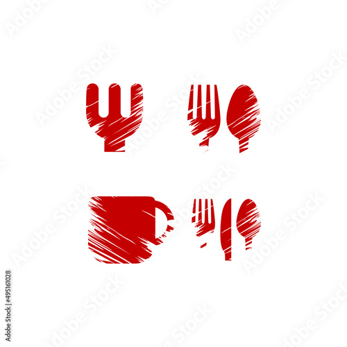 vector illustration set of spoons  knives  cutlery for icons  symbols and logos of restaurants  cafes and other places to eat