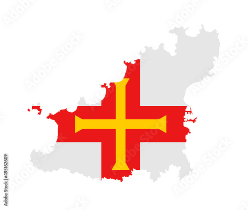 Island Guernsey map flag vector silhouette illustration isolated on white background. Guernsey flag.