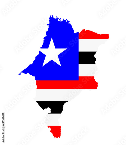 Maranhao map flag vector silhouette illustration isolated on white background. Brazil state Maranhao map symbol. South America territory.