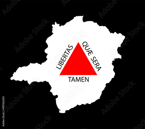 Minas Gerais map flag vector silhouette illustration isolated on black background. Brazil state Minas Gerais map symbol. South America territory.