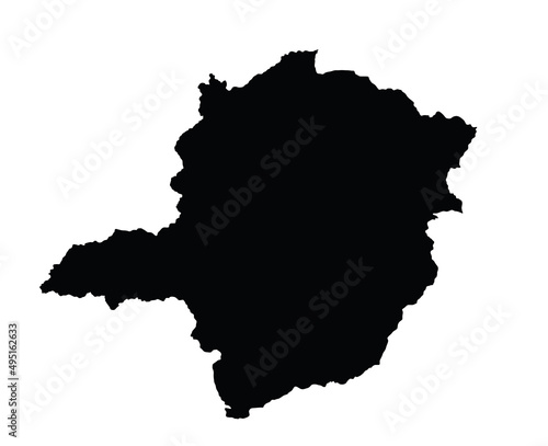 Minas Gerais map vector silhouette illustration isolated on white background. Brazil state Minas Gerais map symbol. South America territory.