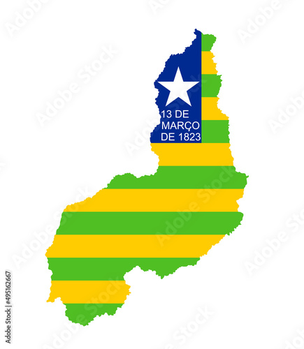 Piaui map flag vector silhouette illustration isolated on white background. Brazil state Piaui map symbol. South America territory. photo