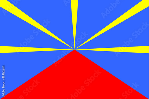 La Reunion flag vector illustration isolated on white background. Reunion flag. Europe Union territory in Indian ocean island. part of France. French territory.