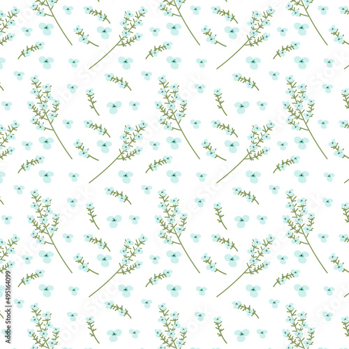 Botanical seamless vector pattern with simple abstract flowers. Elegant floral print for fabric.