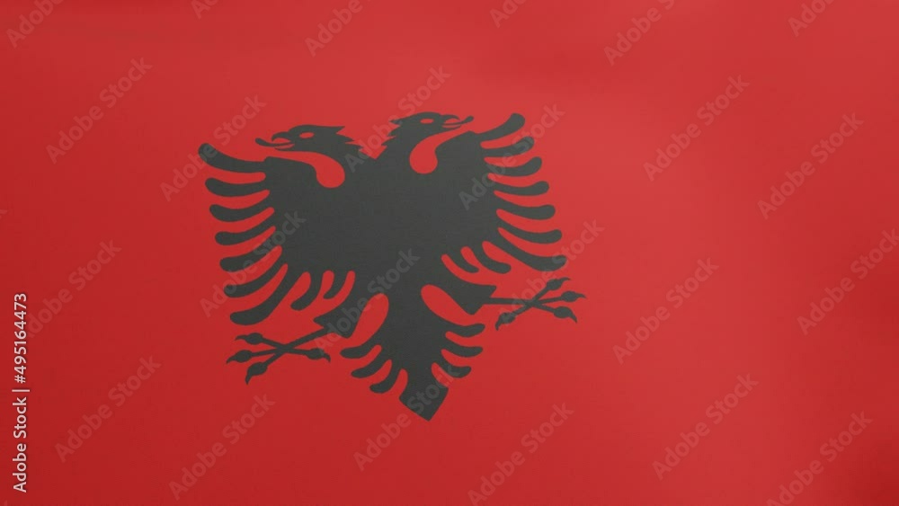 National flag of Albania waving original size and colors 3D Render, Republic of Albania flag textile, Flamuri Kombetar or Flamuri i Republikes se Shqiperise Designed by Sadik Kaceli National flag of Albania waving original size and colors 3D Render, Republic of Albania flag textile, Flamuri Kombetar or Flamuri i Republikes se Shqiperise Designed by Sadik Kaceli