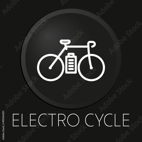 Electro vehicle minimal vector line icon on 3D button isolated on black background. Premium Vector.