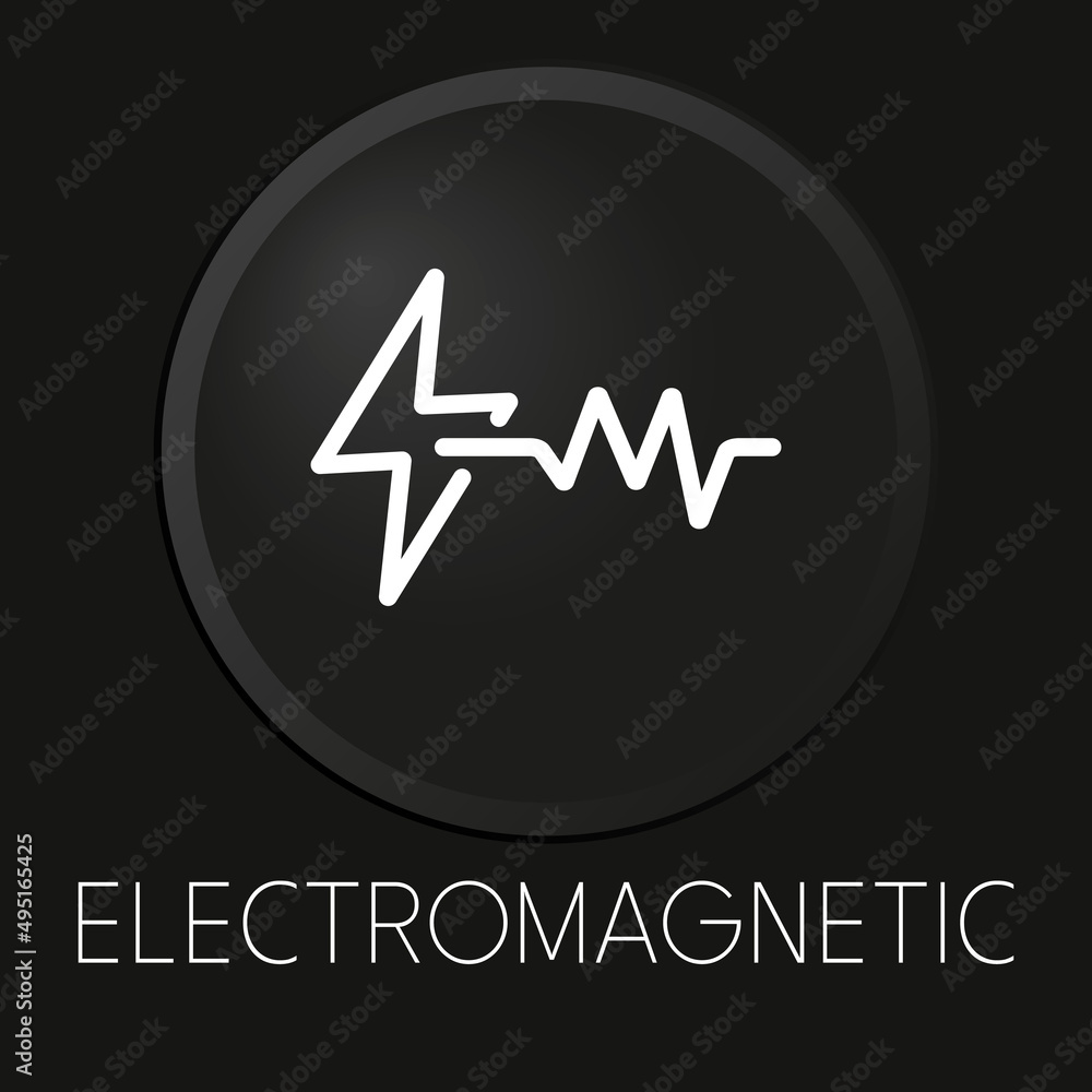 Electromagnetic   minimal vector line icon on 3D button isolated on black background. Premium Vector.