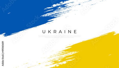 Ukraine Flag with Brush Concept. Flag of Ukraine in Grunge Style. Hand Painted Brush Flag of Ukraine Country