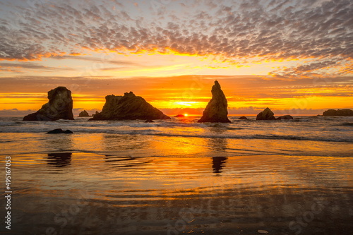 Bandon Beach At Sunset, Oregon-USA