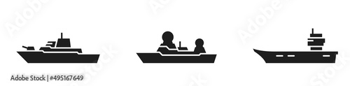 warship icon set. army vessel symbols. vector image for military concepts and web design