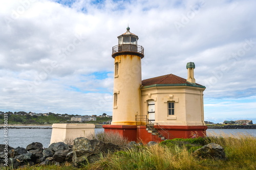 Coquille River Lighthouse on the Pacific Coast of Oregon State-USA