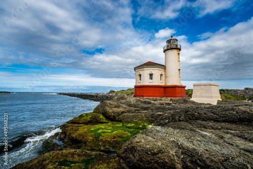 Coquille River Lighthouse on the Pacific Coast of Oregon State-USA