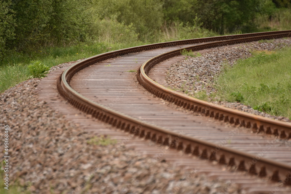 Fototapeta premium rail road train tracks in Germany 2017