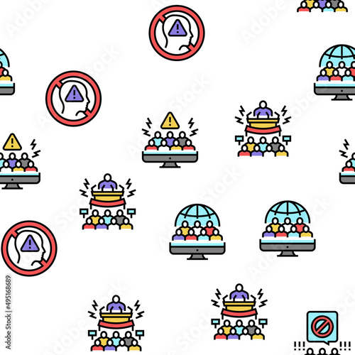 Cancel Culture And Discrimination Vector Seamless Pattern Thin Line Illustration