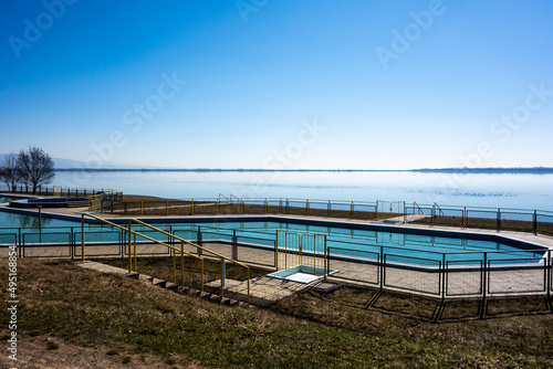 Outdoor pool by the lake