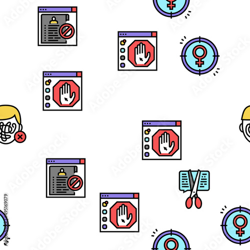 Cancel Culture And Discrimination Vector Seamless Pattern Thin Line Illustration