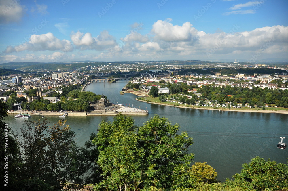 View from Fortress Ehrenbreitstein in Koblenz- Germany -Deutsches Ecke (German Corner) 2015