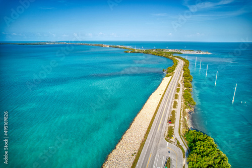 Overseas highway in the Florida Keys taken by drone
