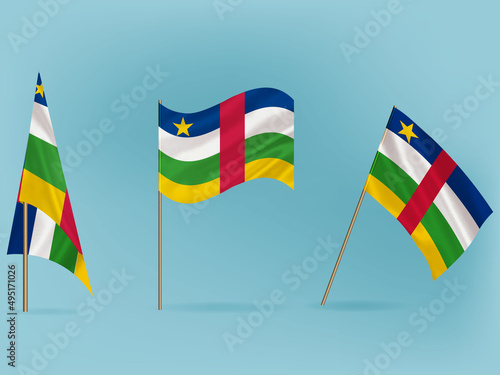 National flag of Central African Republic vector.Waving flag of Central African Republic from different angle