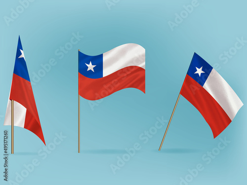 National flag of Chile vector.Waving flag of Chile from different angle