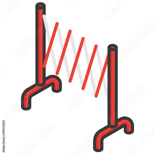 Extendable steel barrier kawaii doodle isometric vector illustration photo