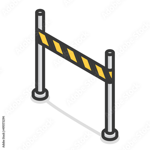 no entry construction zone barricades with tape to block the zones kawaii doodle isometric vector illustration