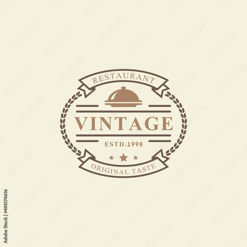 Vintage Retro Badge Restaurant and Cafe icons, Fast Food Logo Design Silhouettes