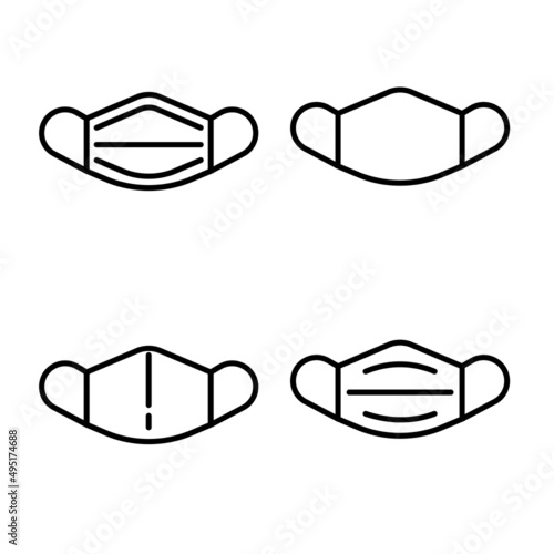 face mask icon set with line style. vector illustration