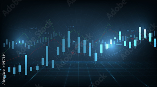 Trading infographic concept background.Business chart with rising and uptrend line graph.trading concept on blue background.Vector illustration.