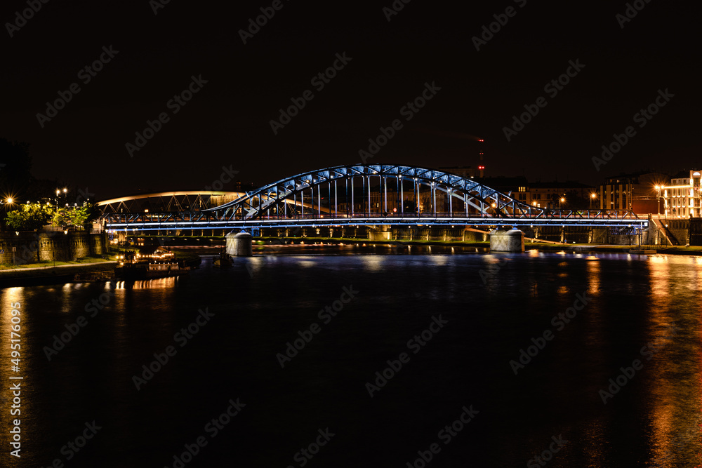 city harbour bridge at night krakow