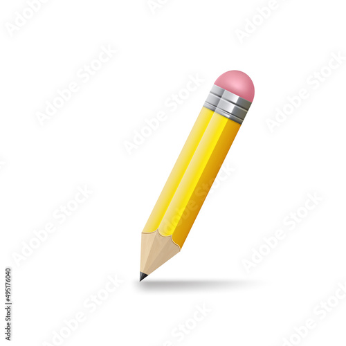 3d pencil isolated on white background. vector illustration.