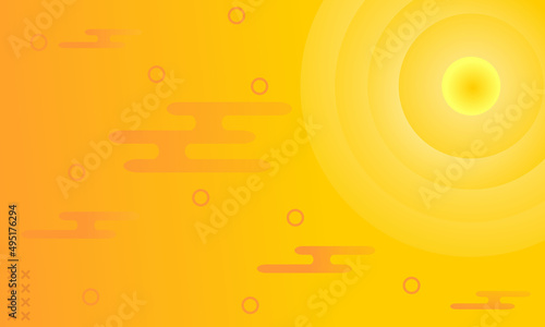 memphis style illustration of the sun shining in the sky. suitable for cartoon, poster, banner and web design