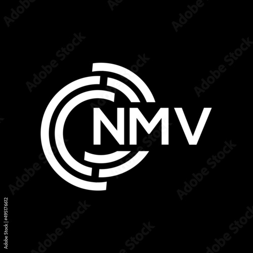 NMV letter logo design on Black background. NMV creative initials letter logo concept. NMV letter design.  photo