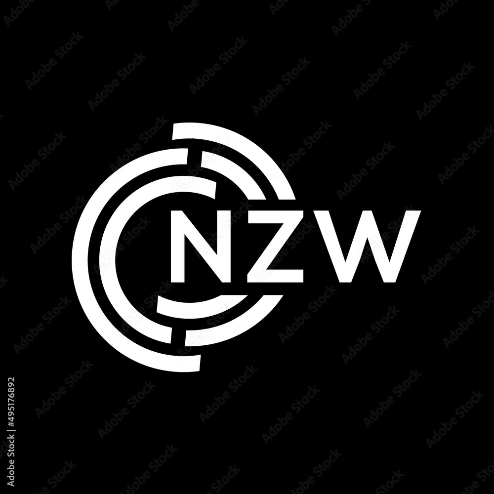 NZW letter logo design on Black background. NZW creative initials letter logo concept. NZW letter design. NZW letter logo design on Black background. NZW creative initials letter logo concept. NZW letter design.